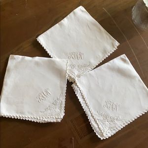 3 vintage napkins 12 1/2 “ x 12 1/2 “